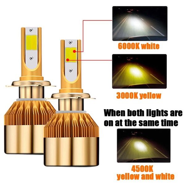 Lampu Led Mobil H11 H8 H9 3 Warna 3000 4500 6500 K 2 Pcs Sepasang R143