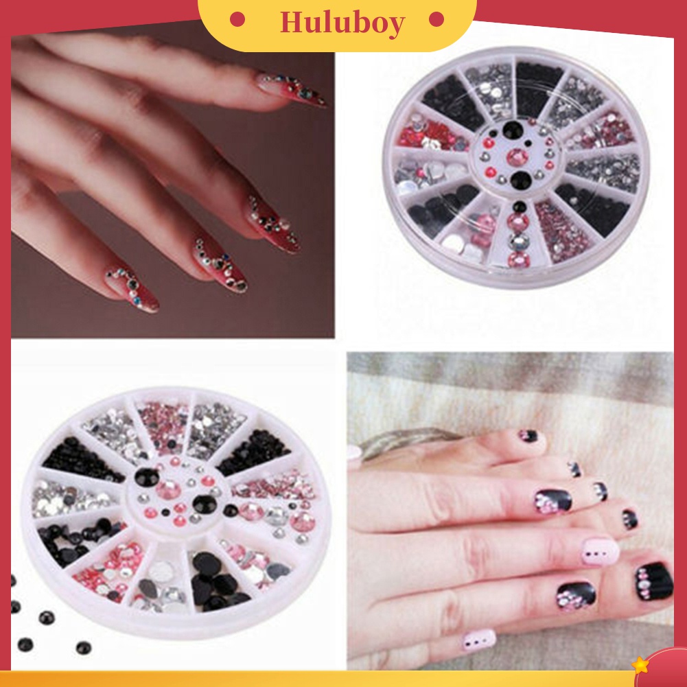 Huluboy Huluboy♡ 13 Sekat Roda Isi Berlian Imitasi Glitter 3D Untuk Dekorasi Manicure DIY