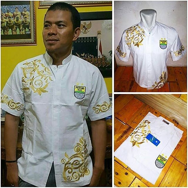 Baju Koko Persib Bandung Trendi Full Bordir / Baju Koko Muslim Persib Bandung