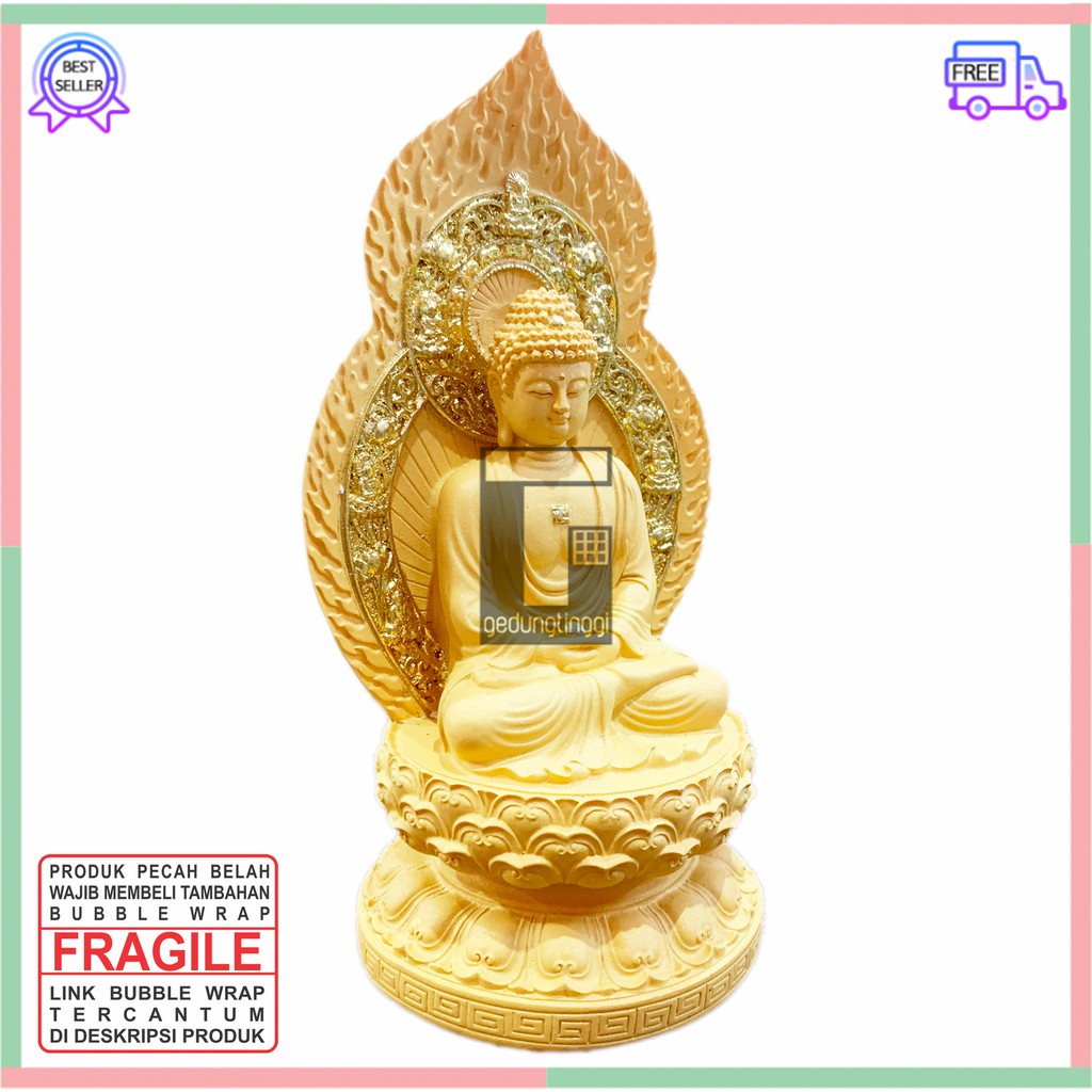 Patung Pajangan Hiasan Dekorasi Imlek Altar Meja Sembahyang Sembayang Maha Dewa Dewi Sang Buddha Budha Rupang Arca Pertapa Sakyamuni Shakyamuni Sakaymuni Sakaimuni Sidharta Siddharta Gautama Gotama Seciamonifo Amitabha Fengshui Gold Emas Hoki Cina China