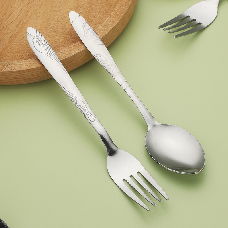 8Pcs Fork Spoon Dinnerware Travel Cutlery Set Portable Tableware Set