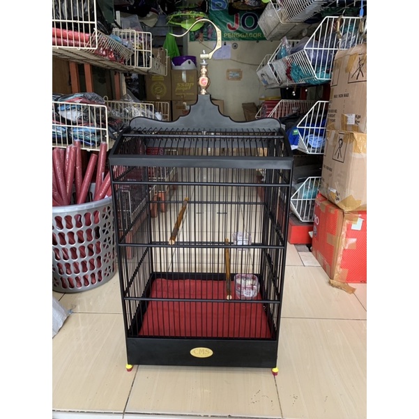 SANGKAR KANDANG BURUNG KACER JENGGOT KENARI KOTAK CMS HITAM KAKI KARET NO 2