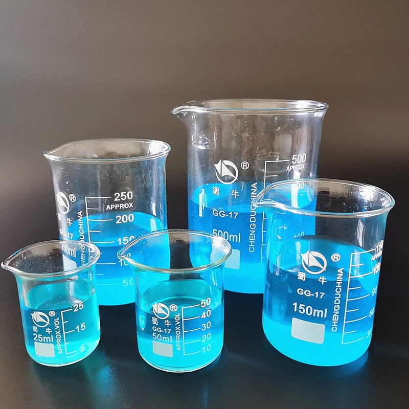 Cangkir Gelas Takar Ukur Lab Kimia Borosilicate Glass - GG-17