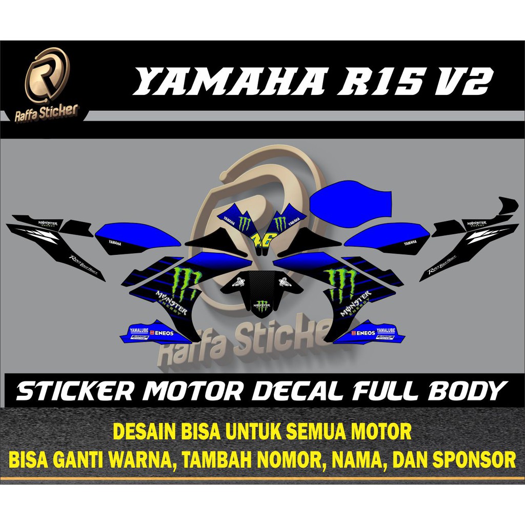 decal r15 v2 motogp decal motor r15 v2 decal stiker r15 v2 stiker motor r15 v2 monster energy