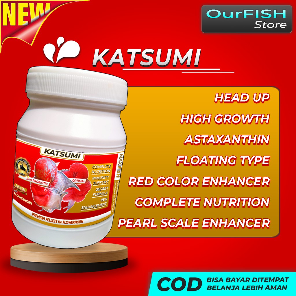 KATSUMI Pelet Louhan Jenong dan Warna with Carophyll Spirulina Probiotic Pelet Ikan Hias Red Devil