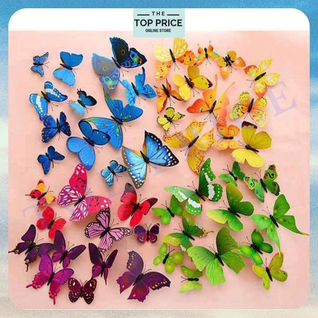 Topprice Stiker Dinding 3D Motif Kupu - Kupu 12 Pcs / Wall Sticker Hias Butterfly 1 set 12 U97