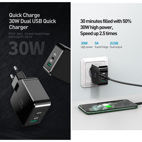 Mcdodo PD + QC 30W Travel Charger Set EU