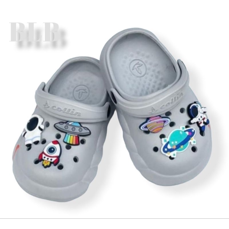 Sandal Baim anak laki laki tali belakang motif jibbitz sepatu sandal anak cowok kekinia morif astronot nyaman