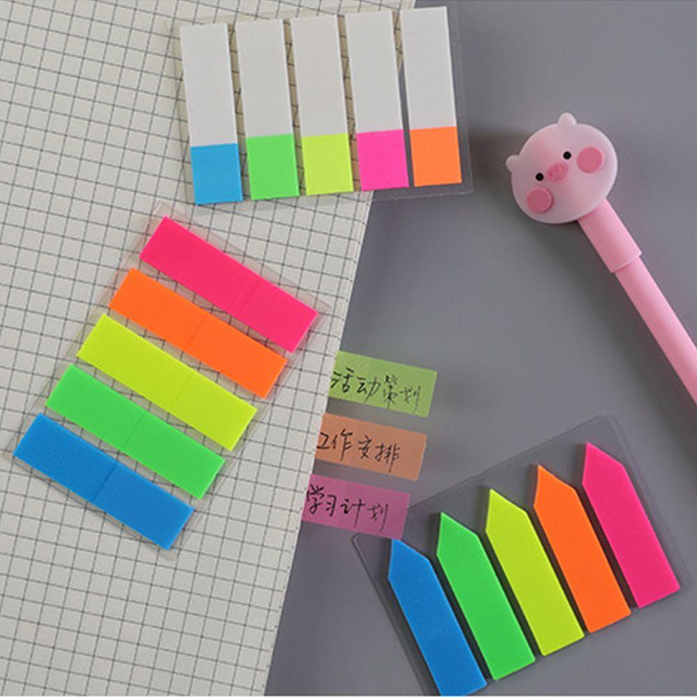 [Elegan] Fluorescent Memo Pad Self Adhesive Memo Sticker Kertas Memo Bendera Memo Pad Berwarna