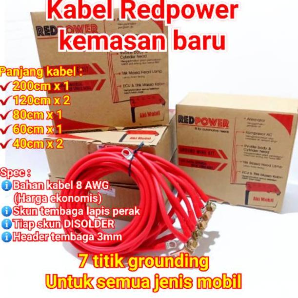 [KODE ZQ1213] Ground Wire Kit Kabel Grounding Massa Mobil Redpower 8 awg Merah 7 titik