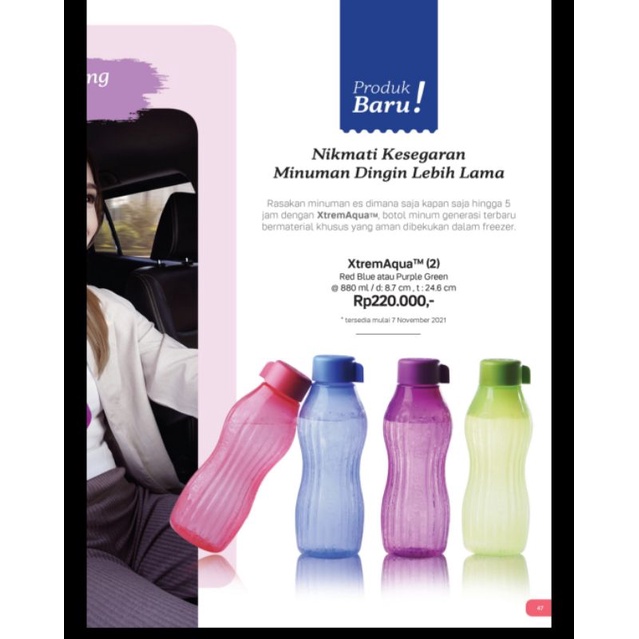 Xtreme Aqua botol Tupperware dapat 2 ukuran 880ml