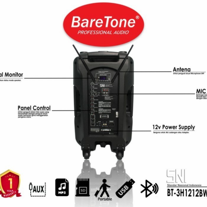 Speaker Portable Meeting Wireless 12 Inch Baretone BT 3H 1212BWR