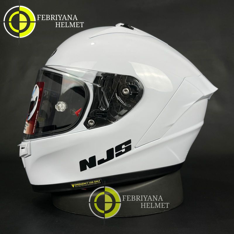 HELM NJS ZX-1R SOLID WHITE ZX1 R PUTIH