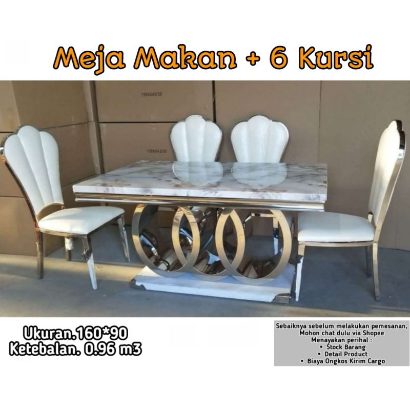 Meja Makan|Meja Makan Marmer Import|Meja Makan Marmer Import 6 Kursi|Meja Makan Marmer Minimalis