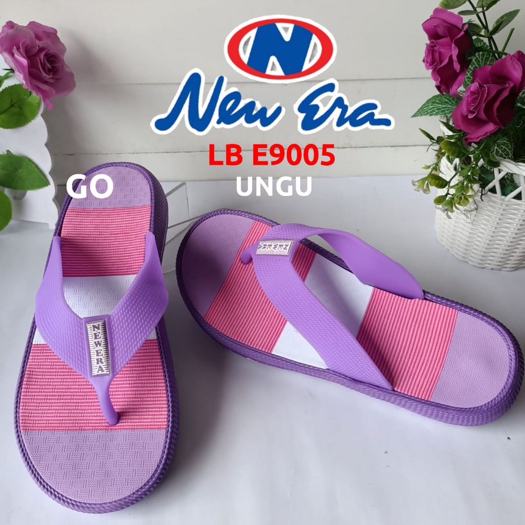 gof New Era LB-E9005 Sandal Jepit Casual Wanita Motif Pelangi Sandal Jepit Karet Anti Air Terbaru Murah Nyaman Kekinian