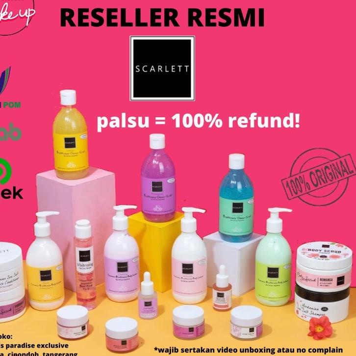 SCARLETT WHITENING ORIGINAL SCARLETT SERUM CREAM SCARLETT BODY LOTION SCRUB SCARLETT PAKET