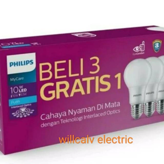 LAMPU LED PHILIPS PAKET 10W 10WATT 10 WATT ISI 4 PC - LAMPU LED PHILIPS MULTIPACKS 10W 10WATT 10 WAT