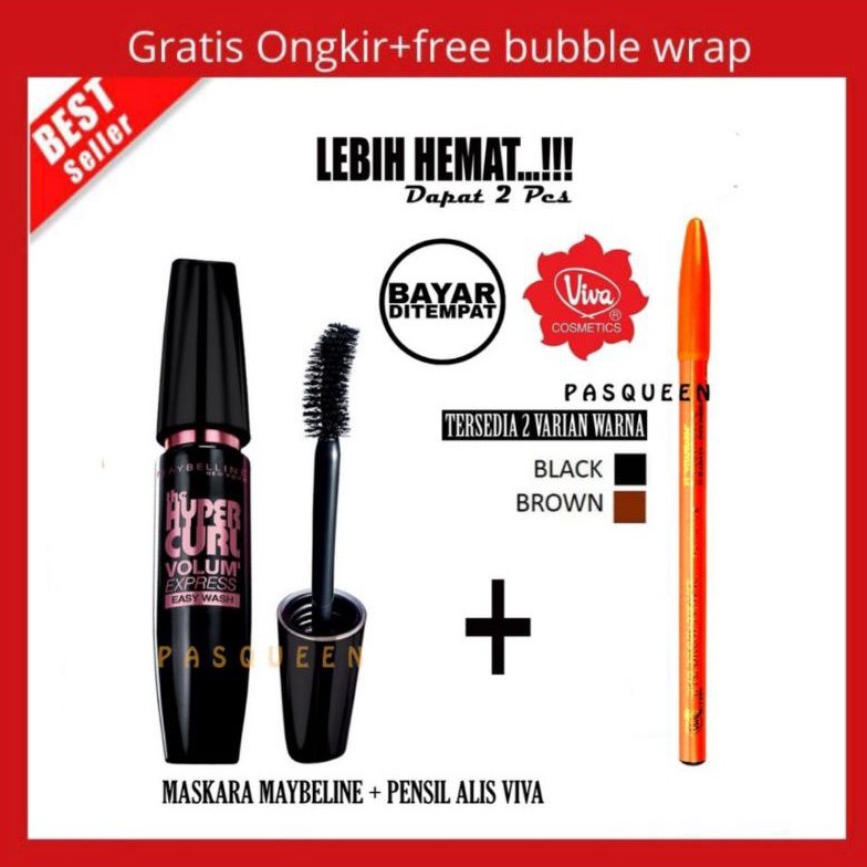 Jual Paket 2in1 - Mascara Maybelline - Maskara maybelline+Pensil Alis