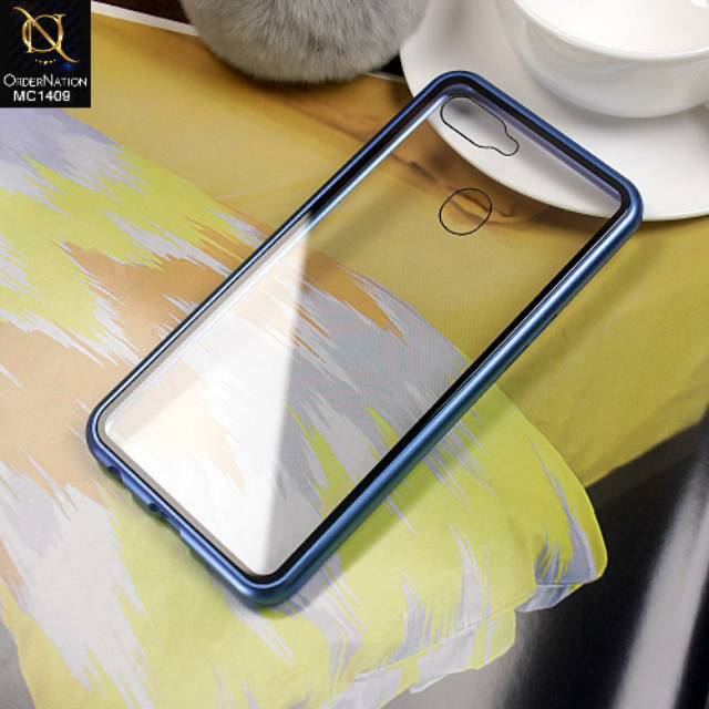 Case Magnetic DEPAN BELAKANG Oppo F9 Premium Case 2in1 Double Glass