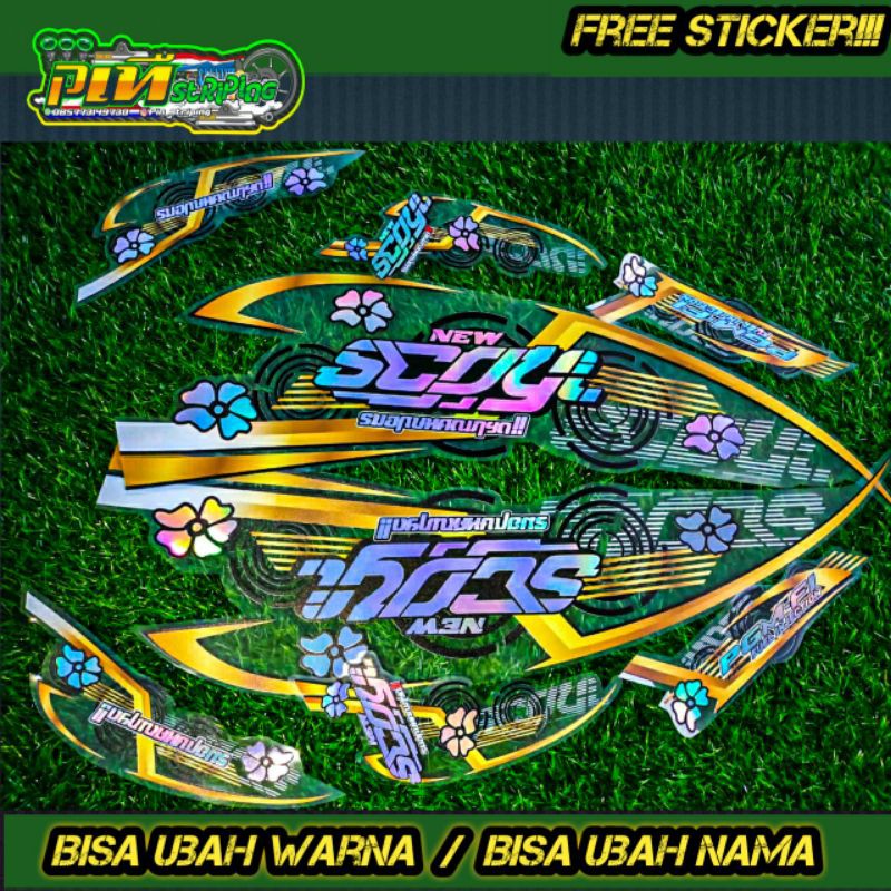 STRIPING/STICKER SCOOPY ALL TYPE TRANSPARAN FONT BUNGA HOLOGRAM