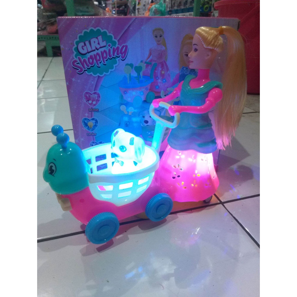 Mainan Berbie Troley Jalan Lampu Musik Let It Go / Mainan Berbie Troli Belanja Ada Lampu Musik / Mai