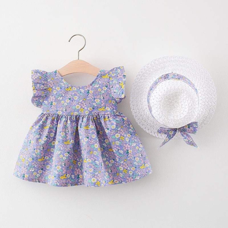 Dress Anak Perempuan Bahan Katun Gratis Topi Lucu Dress Anak Cewe Bahan Katun Import Premium Quality Rok Terusan Anak Bayi Lucu Dress Anak Murah