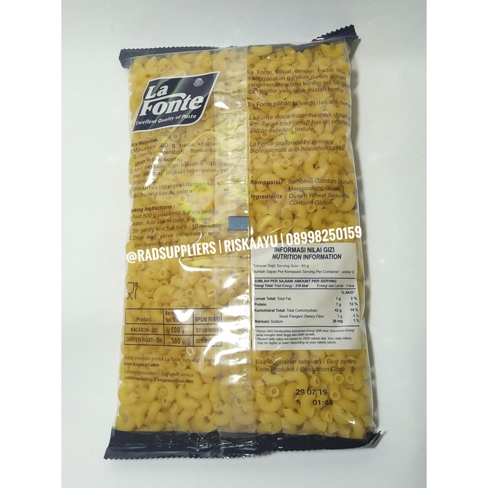 

cs2tur La Fonte Macaroni 500Gram, Spesial Pasta, Best Price! Ffa2D01A1