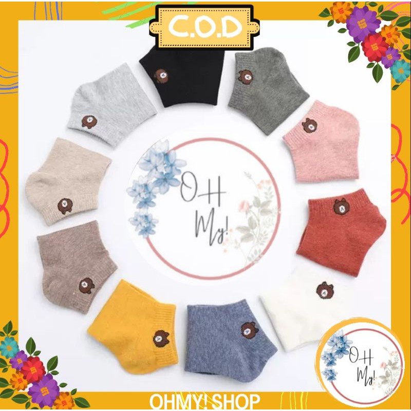 [ COD ] KAOS KAKI BROWN FASHION WANITA - KAOS KAKI ANKLE MOTIF BERUANG LUCU / KAOS KAKI PENDEK CEWEK-4