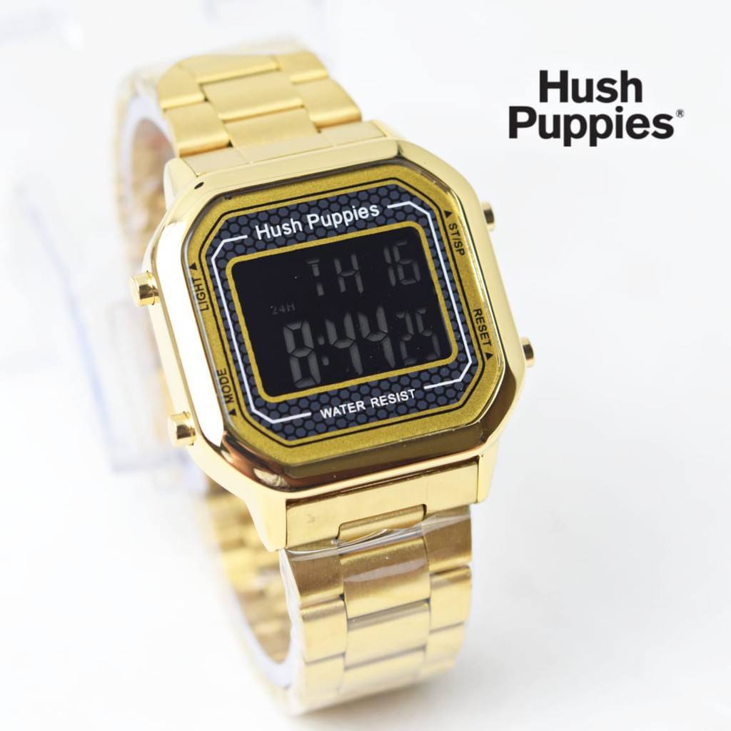 Jam Tangan Digital Hush Puppies Segi Strap Rantai Fitur Tanggal Dan Hari