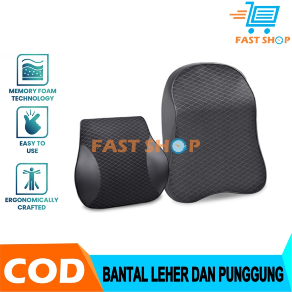 Bantal Mobil Bantal Leher Mobil Bantal Puggung Mobil Memory Foam Katun Linen Car Neck Back Pillow