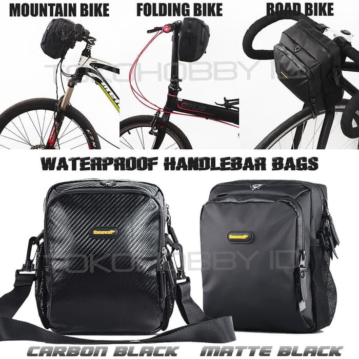 Tas Setang Handlebar Sepeda Waterproof Rhinowalk T92 Seli MTB Roadbike - Carbon Black