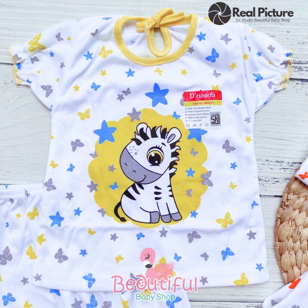 Setelan Baju Bayi Perempuan Lengan Pendek Celana Panjang Motif Kuda Poni / Piyama Bayi Perempuan D'Noorfa / Baby.ou