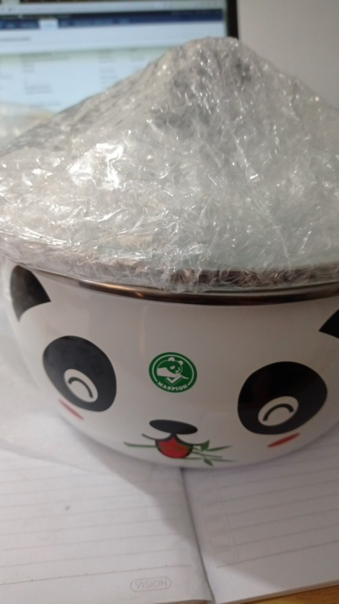 Panci Enamel 22cm Tutup Kaca Hello Panda Maspion