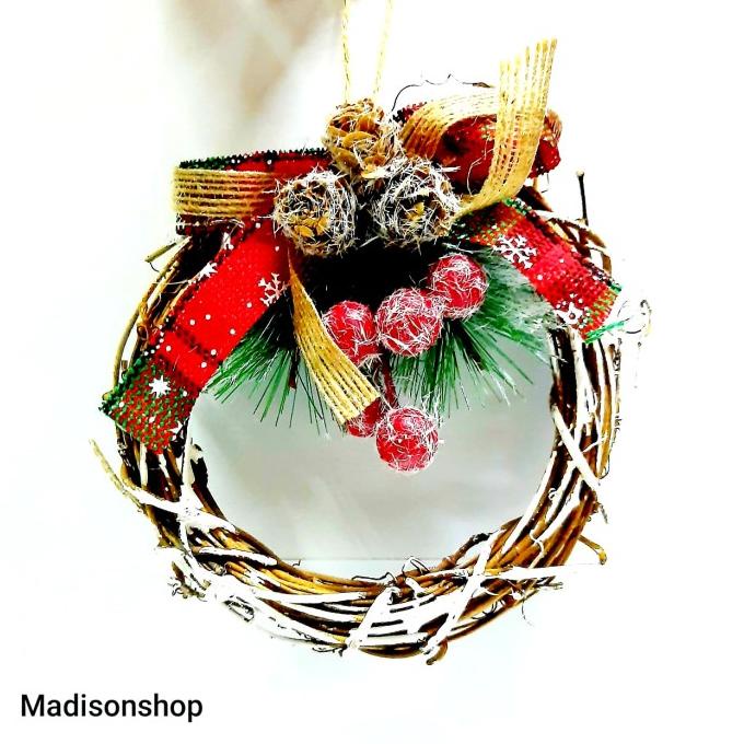 KRANS Ranting Natal KECIL d 13cm Hiasan Christmas Wreath Murah Dekor
