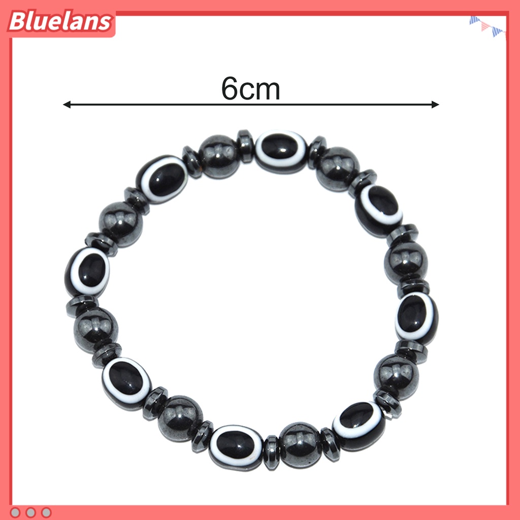 Bluelans Magnetic Bracelet Unisex Lose Weight Hematite Eyes Healing Beads Stretch Bangle