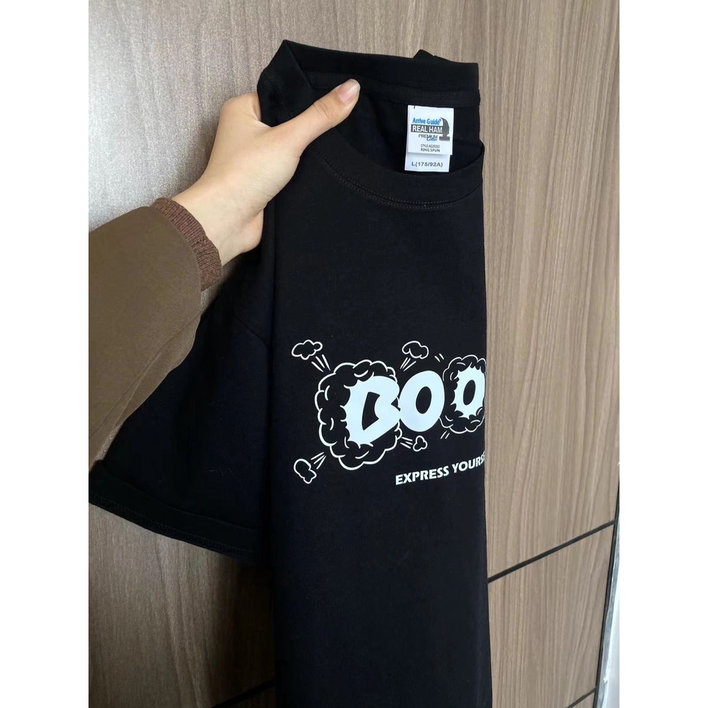 Kaos Hitam Oversize / kaos Atasan Wanita Fashion Korean / T-shirt Original Lengan Pendek / Baju Oversize  Kerah Bulat Unisex （Realpict）