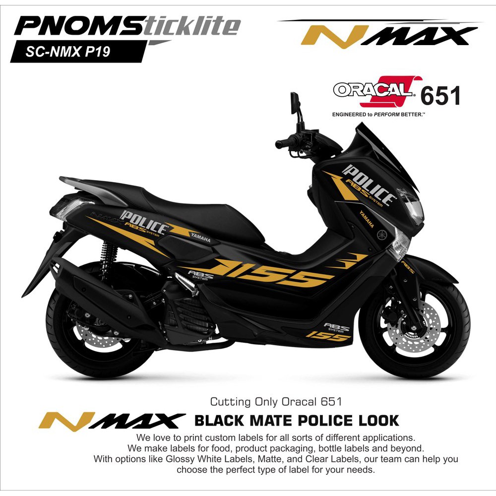 Stiker motor Nmax / Sticker body Nmax  Cutting Sticker Nmax Black Mate 2018 Police