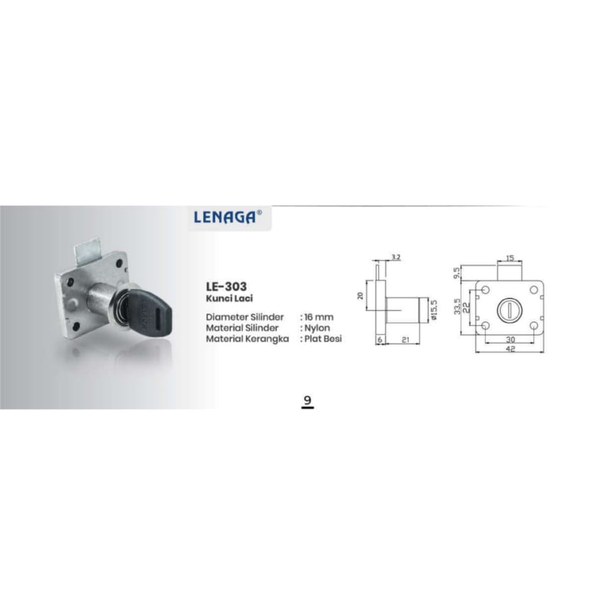 Kunci Laci Lemari Olimpik Olympic Drawer Lock 303 16mm Lenaga Huben