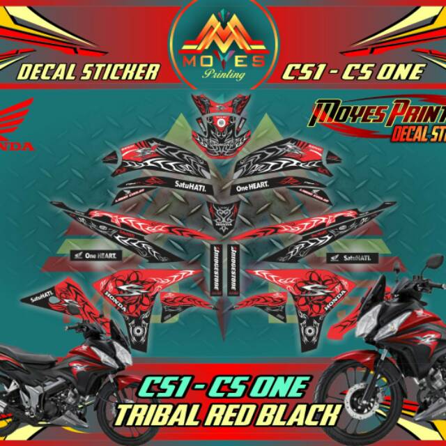 Decal sticker CS-one Decal Sticker striping CS-one sticker motor Honda Cs1 tribal red-black