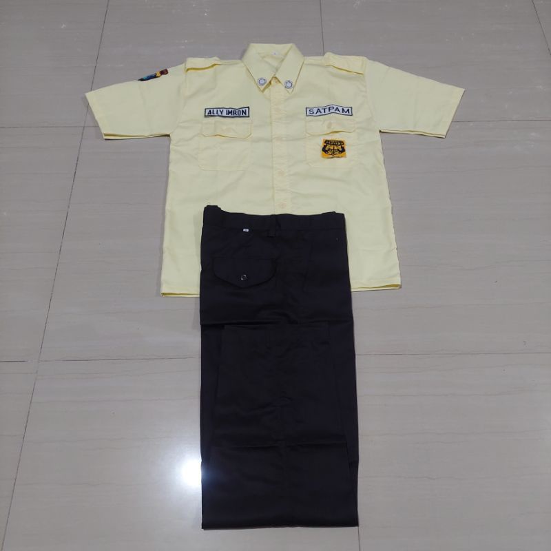 1 Stel Seragam Satpam Security Cream Baju Seragam Security Satpam Terbaru Krem Terbaru Seragam PDL Satpam Krem Terbaru - SERAGAM PDL SATPAM KREM TEBAL HALUS