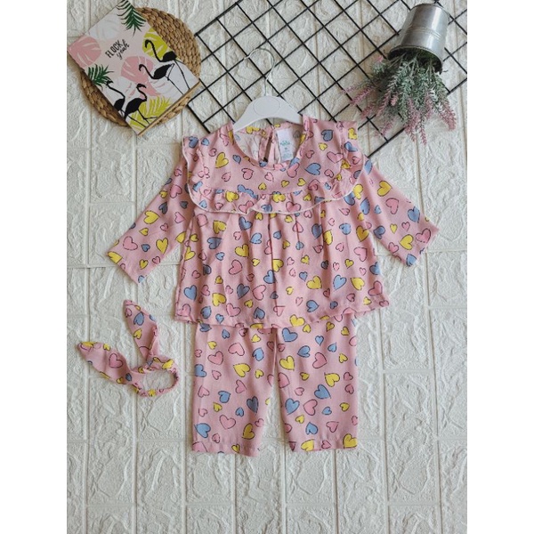 Baju Anak Bayi Perempuan Liliana || One Set Anak Perempuan || Setcel Anak Perempuan-Pink Love