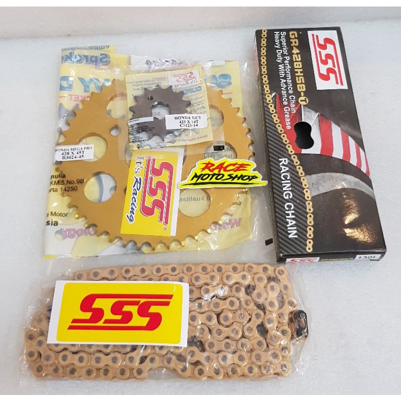 GEAR SET/GEAR KOMPLIT CB150R TIPE 428(GEAR D/B ORIGINAL SSS DAN RANTE SSS)