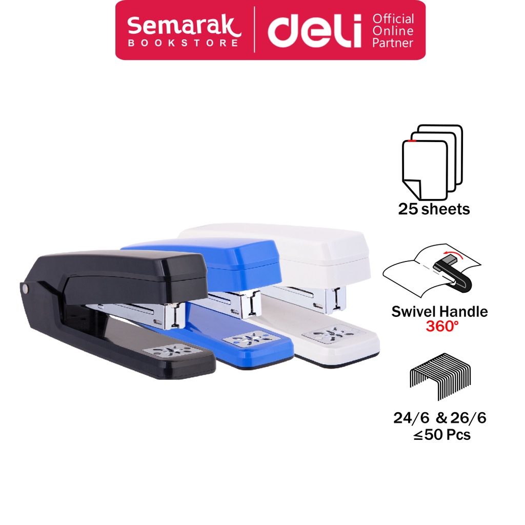 

Deli E0434 Stapler Dapat Diputar 360° Besar - Black / Blue / White [1 Pc]