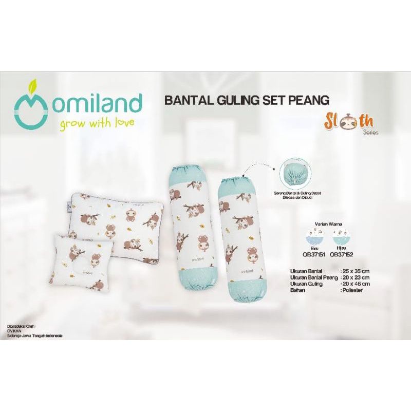 OMILAND Bantal Guling Set + Bantal Peang HALUS TIDAK BERBULU Series Rainbow Alpaca Sloth