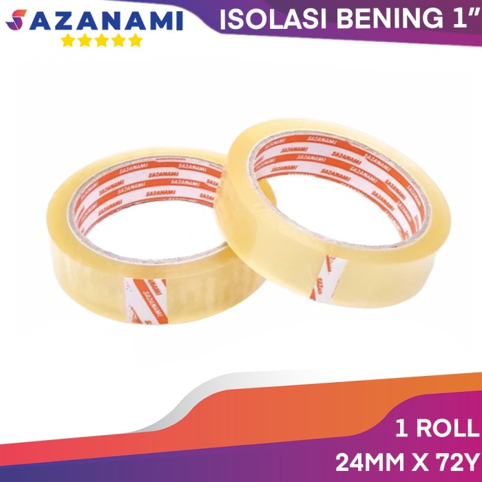 

perekat-pengikat- isolasi bening 1" inch x 72 yard sazanami selotip solasi lakban tape - putih