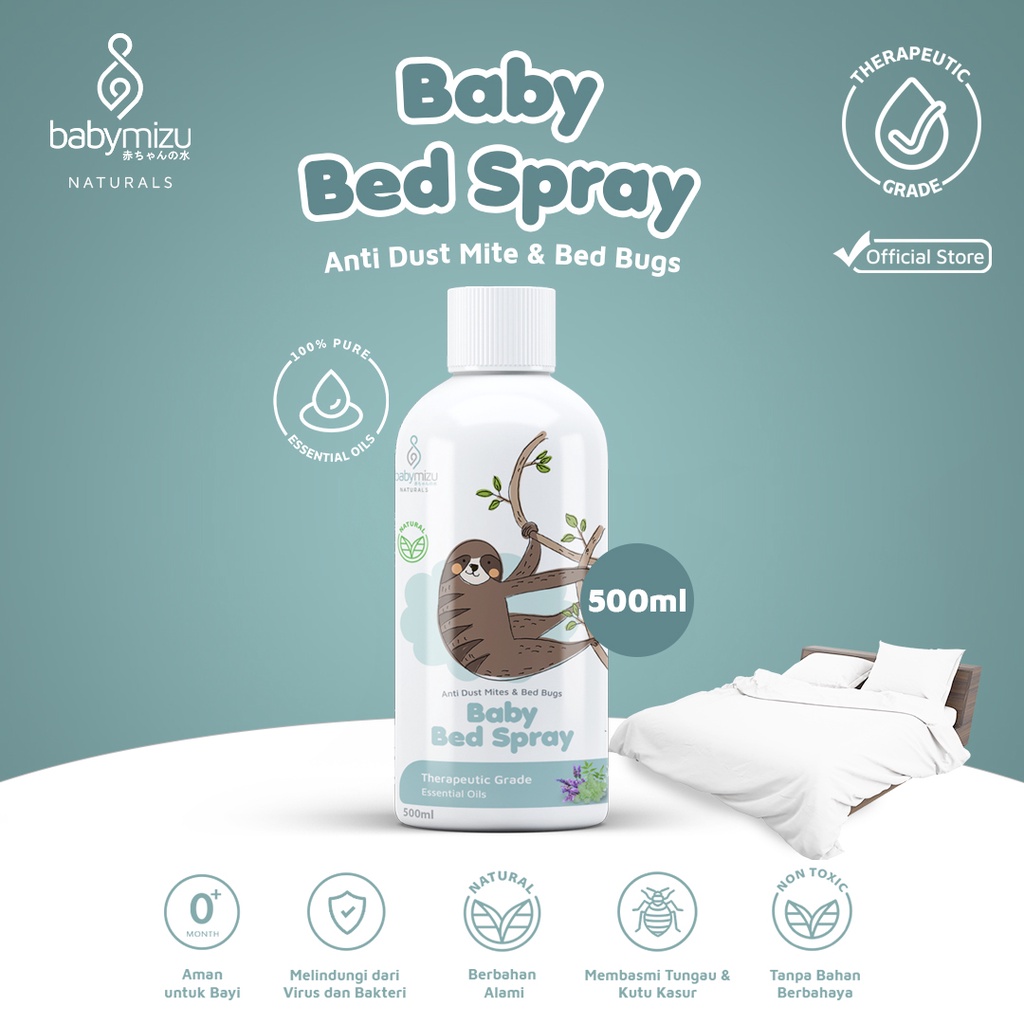 BABYMIZU Baby Bed Spray Refill Pack 500 ml - Spray Kasur Bayi Anti Tungau, Kutu Kasur, Kutu Busuk, Semut, Kecoa, Anti Bacterial &amp; Anti Virus