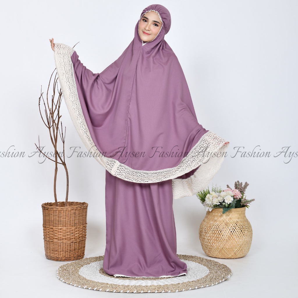 Mukena Dewasa Katun Polos Renda Falishaseries