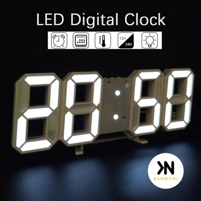 Jam Meja Dinding Tembok 3D Digital Lampu LED Light Wall Table Clock