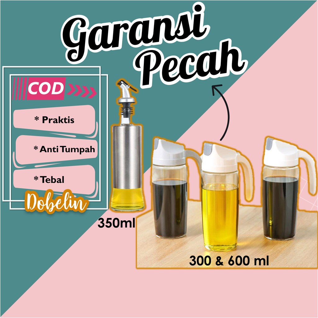 Botol Tempat Kecap Cuka Minyak Goreng Jelantah Kaca Bening Kecil Saus Tebal Ada Tutup Otomatis