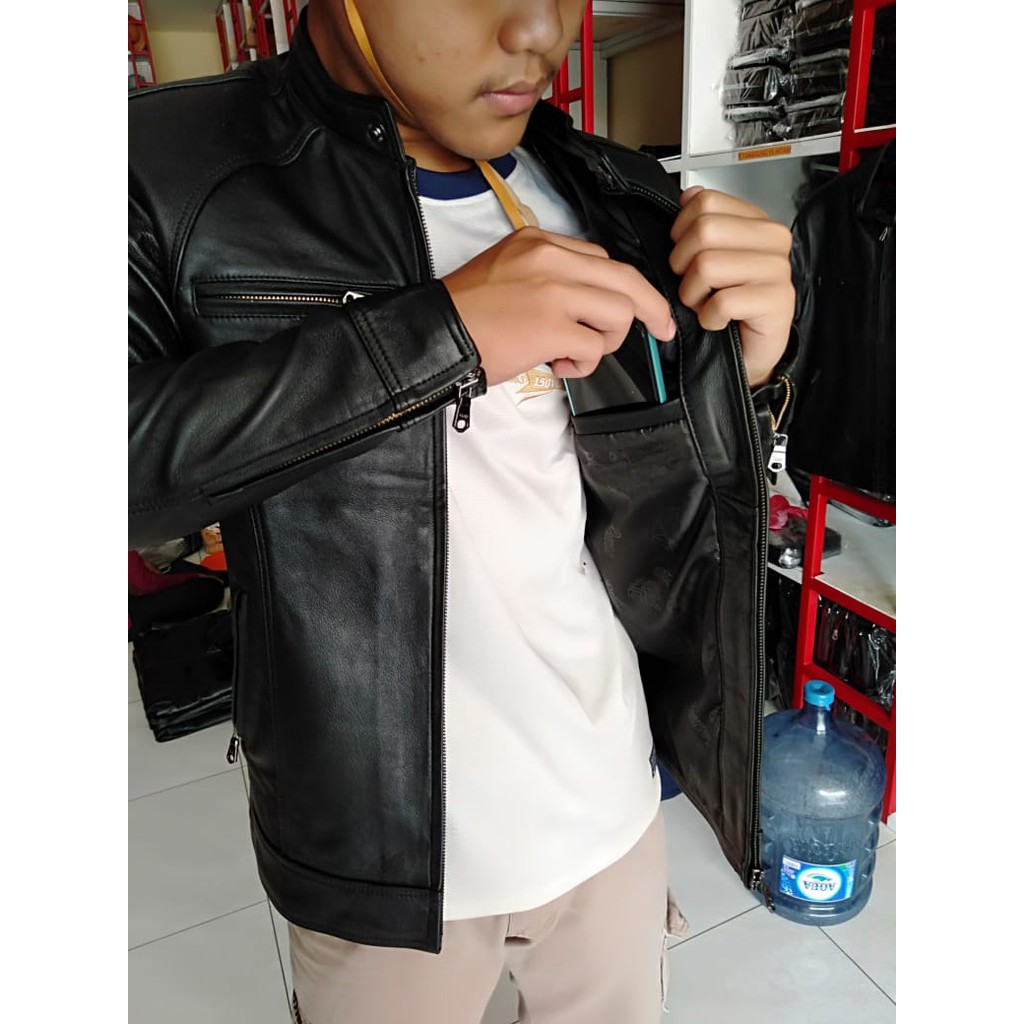 Jaket Kulit Domba Asli Pria Elegant Brownie Koboi ARL Ariel Noah 90